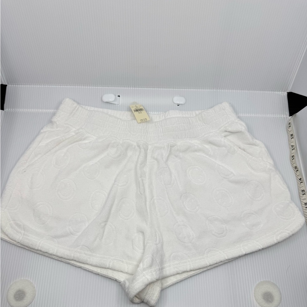 aerie White Athletic Shorts with Elastic Waistband and Curved Hem